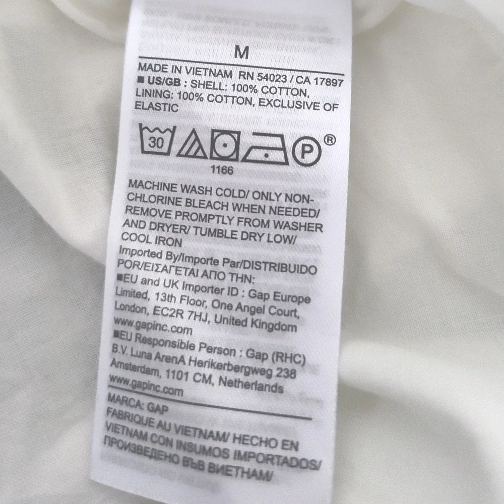 New Gap Dress Medium Fit & Flare Midi Vacationland White Spaghetti Strap Cotton